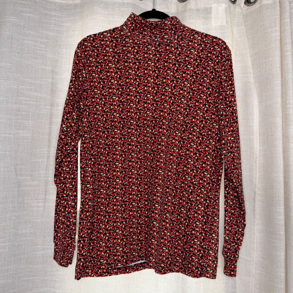 Vintage Halloween Corner Stone‎ Candy Corn Turtleneck Top Black Orange Medium - Picture 2 of 7